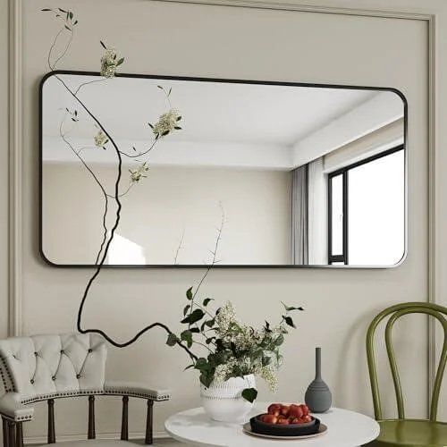 Black Vanity Mirror,30x55 Black Bathroom Mirror, Large Bathr...