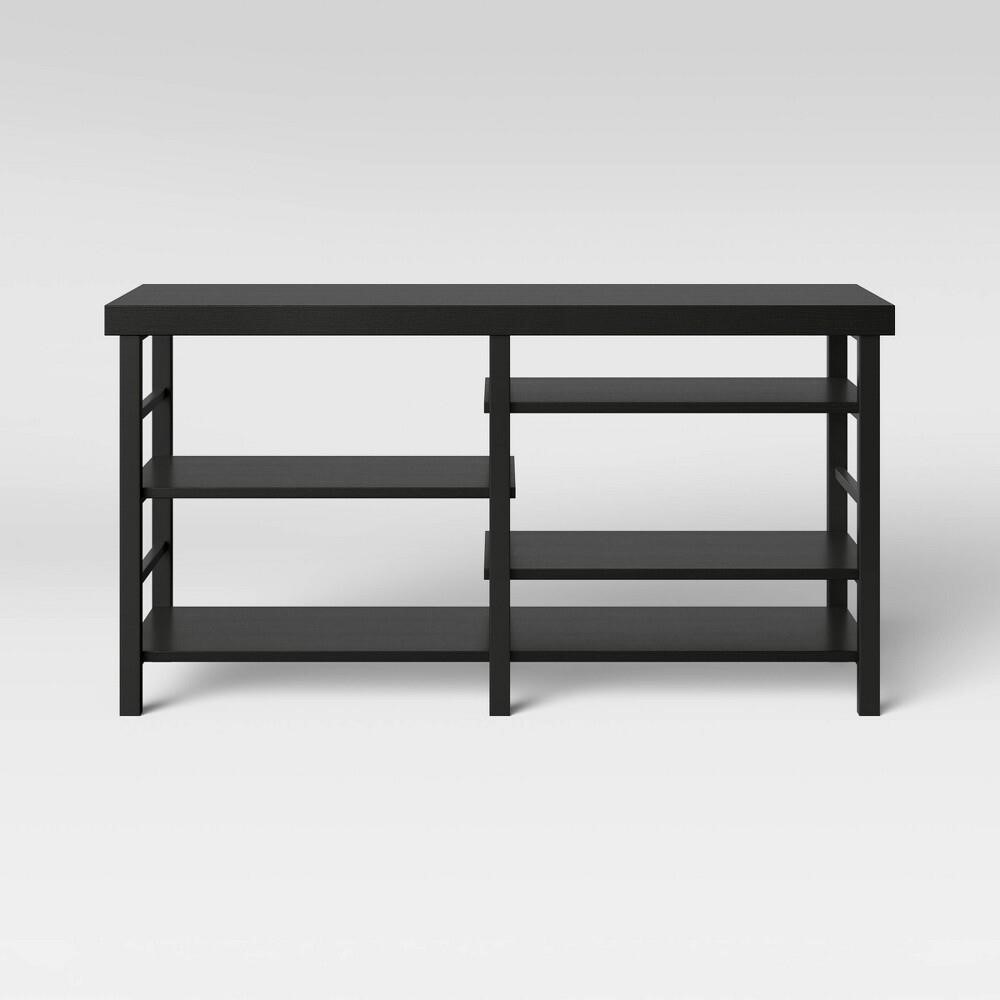 Adjustable Storage TV Stand for TVs up to 50" Black Wood Gra...