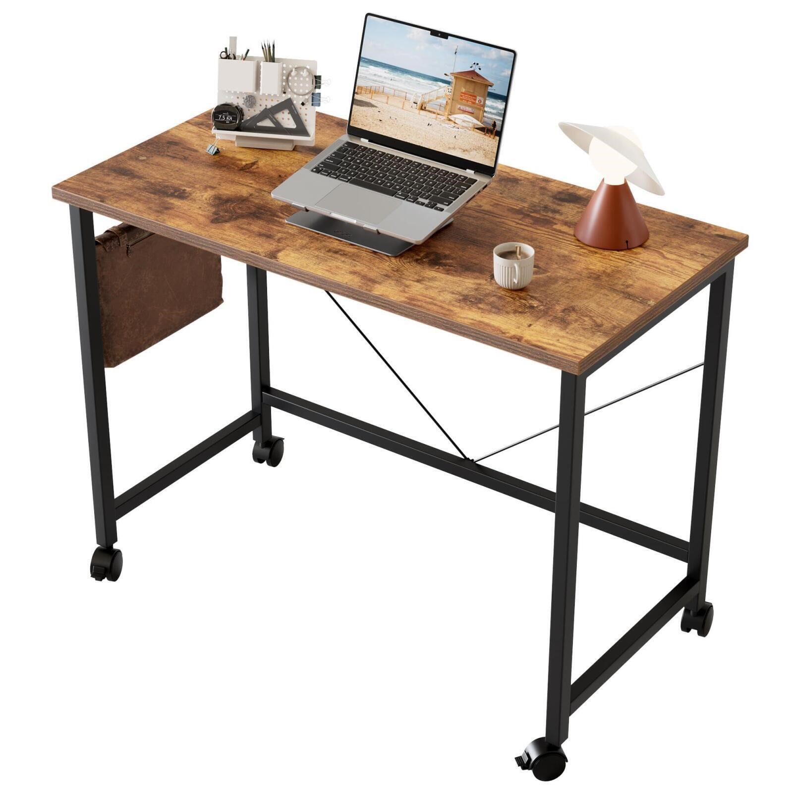 Mericonia Rolling Computer Desk with Wheels, Gaming Desk for...