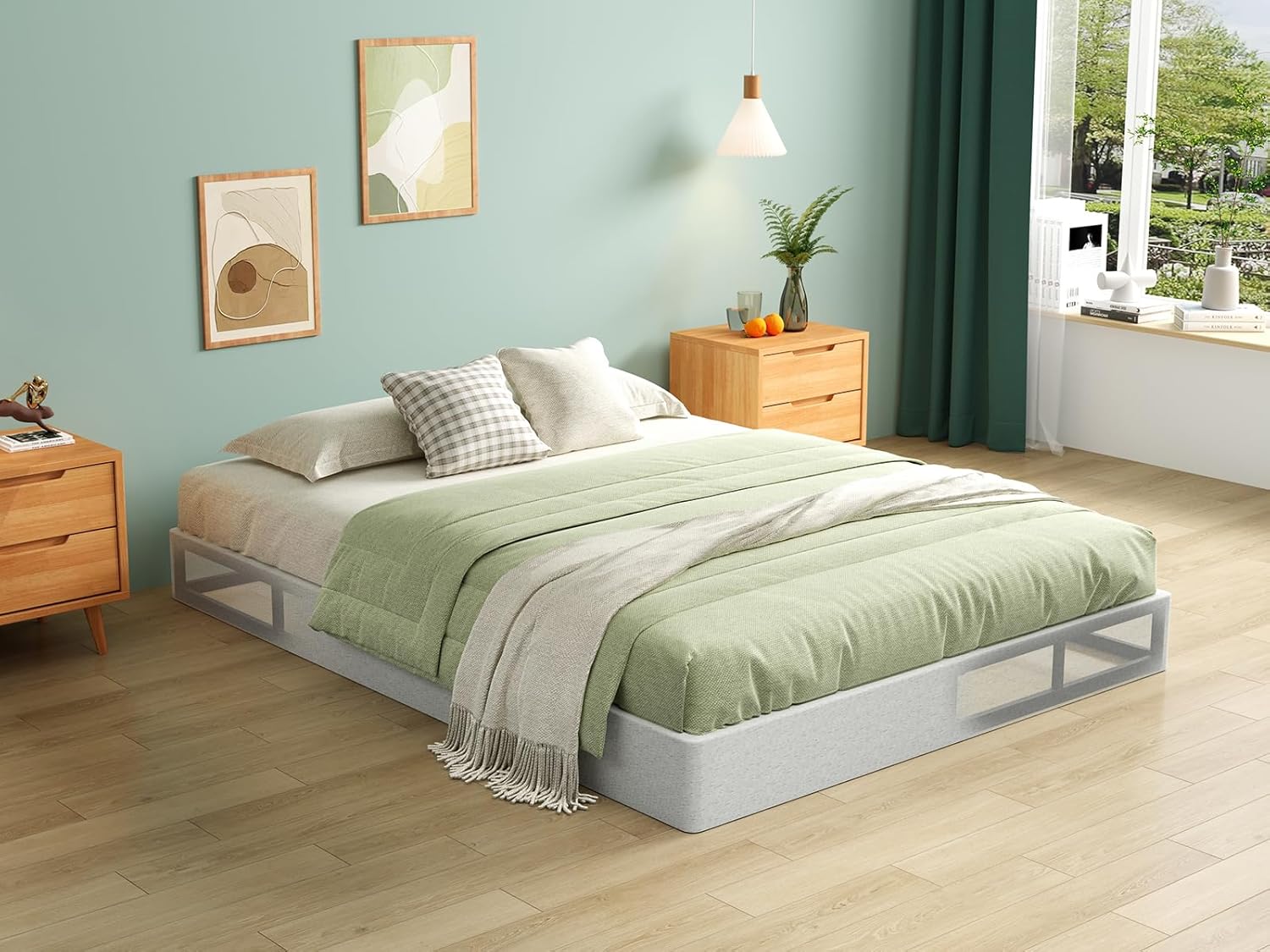 7" Queen Box Spring, Black Heavy Duty Metal Mattress Foundat...