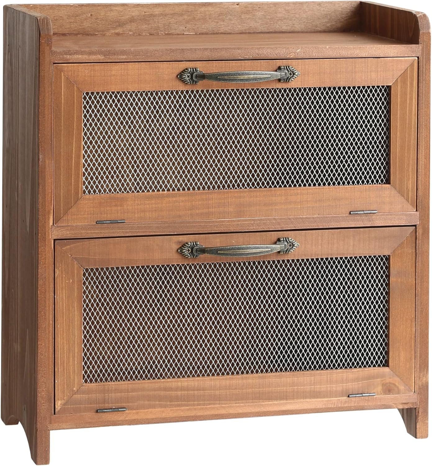 2-tier Storage Cabinet, Countertop Cabinet, Wood Organizer for Kitchen Living Room Bedroom Office, 15.75 x 14.5 x 6.5 (no Pattern, Double Door, Brown) - Image 1