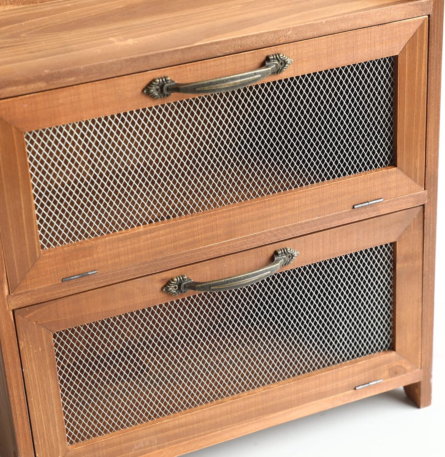 2-tier Storage Cabinet, Countertop Cabinet, Wood Organizer for Kitchen Living Room Bedroom Office, 15.75 x 14.5 x 6.5 (no Pattern, Double Door, Brown) - Image 2