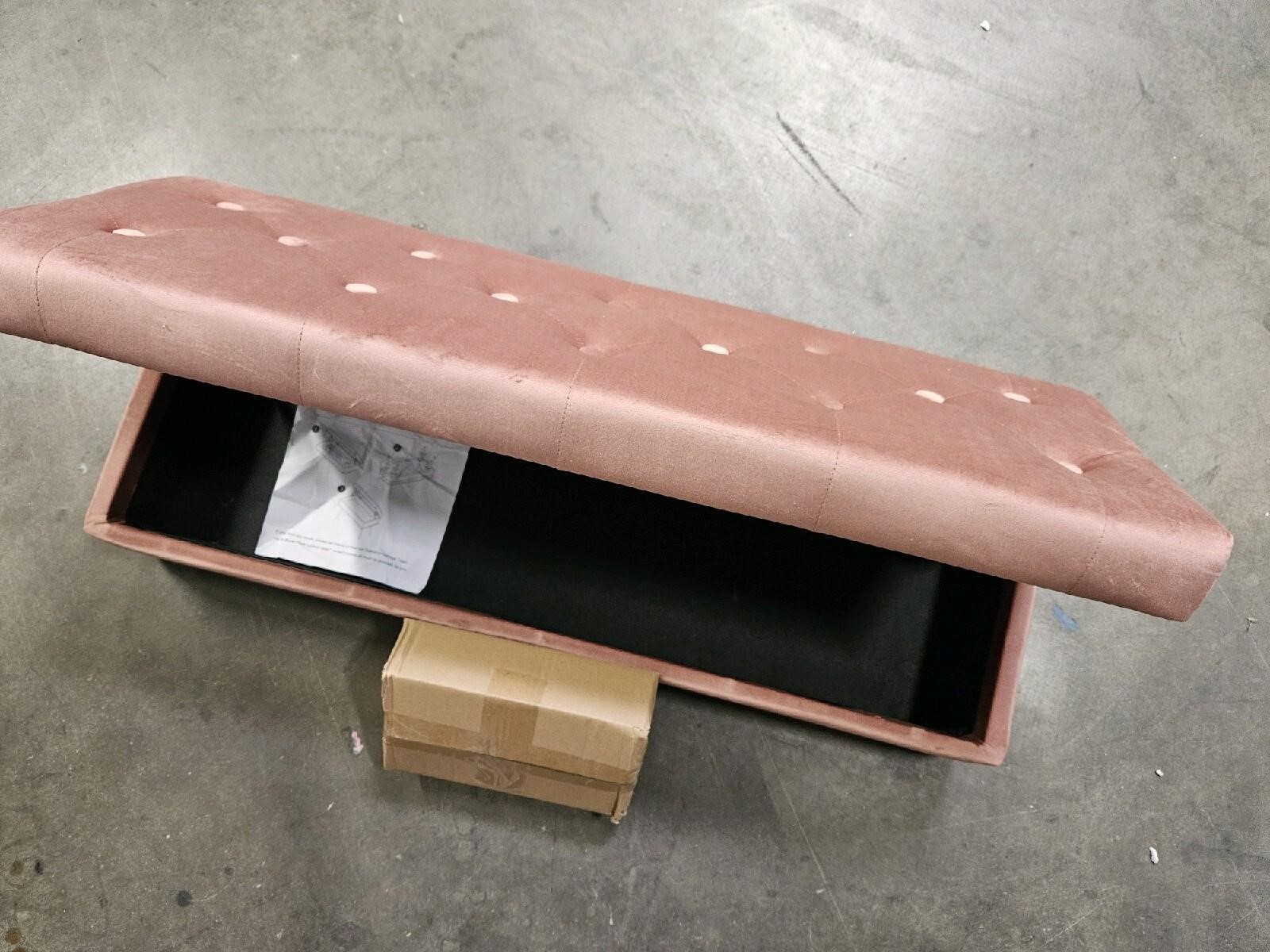 Storage Bench with Storage for Bedroom End of Bed Foot of Bed Entryway Storage Ottoman Bench 40" W x 13.8" D Pink Velvet - Image 1
