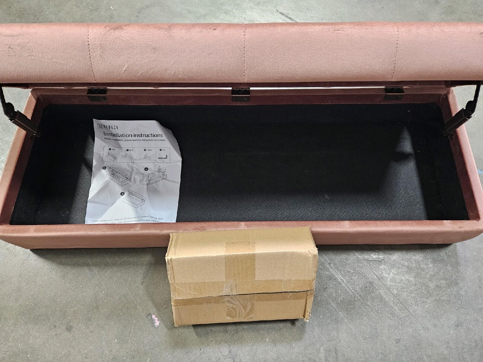 Storage Bench with Storage for Bedroom End of Bed Foot of Bed Entryway Storage Ottoman Bench 40" W x 13.8" D Pink Velvet - Image 2